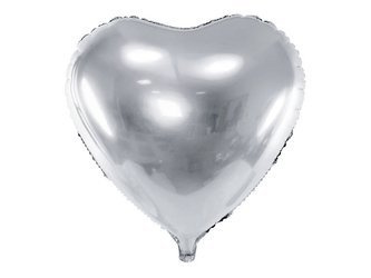 Foil balloon - Heart - Silver - 61 cm