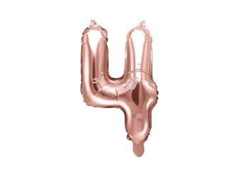 Foil balloon - Number "4" - Pink gold - 35 cm