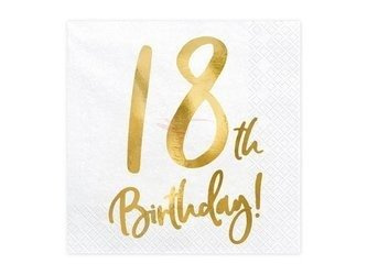 Paper napkins - 18th Birthday! - White - 33x33cm - 20 pieces