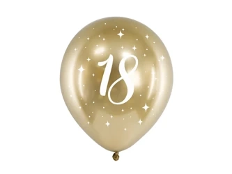 Glossy Balloons 30cm - Birthday - 18 - Gold - 6 pcs