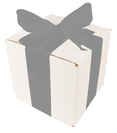 WHITE CARDBOARD BOX - with silver ribbon - 15x15x15cm