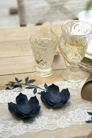 Paper Flowers - Dark Blue - 3 pieces