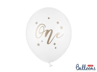 Balloons 30 cm - One - Birthday - Pastel Pure White - 50 pcs.