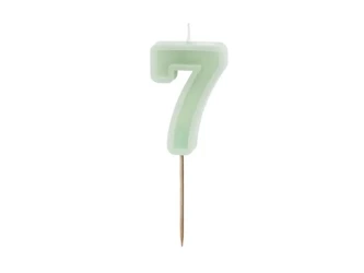 Birthday candle - Number 7 - Green - 6cm