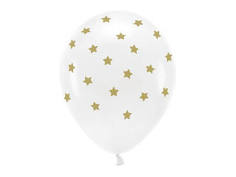 Eco balloons 33 cm pastel - Stars - white - 6 pcs