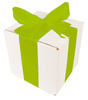 WHITE CARDBOARD BOX - with green ribbon - 15x15x15cm