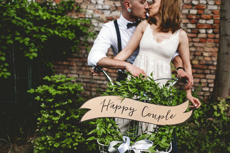 Plaques - Happy Couple - Wedding - Kraft - 55 x 19 cm