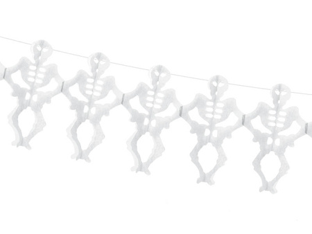 Tissue paper garland - Skeletons - White - 300cm