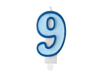 Birthday candle - Number 9 - Blue - 7 cm