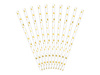 White paper straws - Golden hearts - 19.5 cm