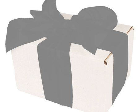 WHITE CARDBOARD BOX - with silver ribbon - 13x10x8cm