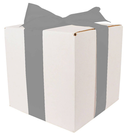 WHITE CARDBOARD BOX - with silver ribbon - 20x20x20cm