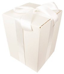 WHITE CARDBOARD BOX - with light cream ribbon - 35x25x25cm