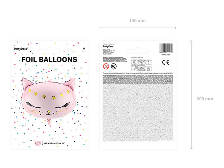 Foil balloon - Cat's head - Pink - 48 x 36 cm