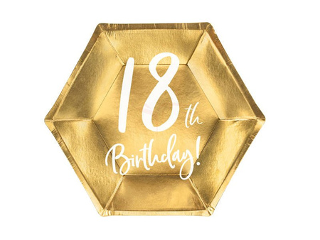 Birthday plates - 18th Birthday! - Gold - 6 pieces 