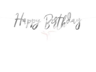 Birthday banner - Happy Birthday - Silver - 16.5 x 62 cm