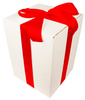 WHITE CARDBOARD BOX - with red ribbon - 35x25x25cm