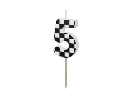 Birthday candle - Number 5 - Checkerboard - 5.5 cm