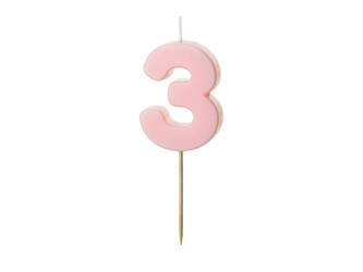 Birthday candle - Number 3 - light pink - 5,5cm - 1pc.