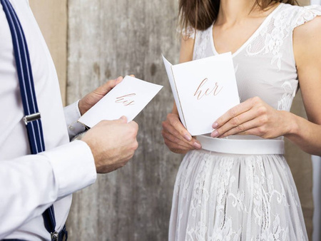 Wedding Vow Covers - White - Rose Gold - 15 x 11 cm