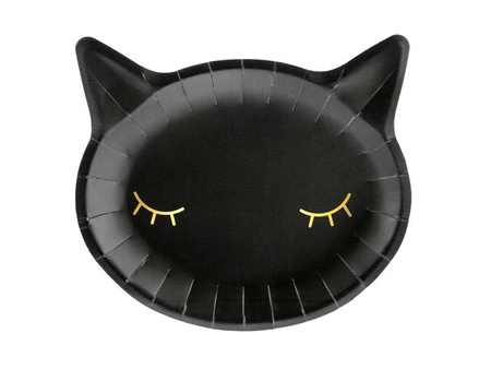 Paper plates - Cat - Black - 6 pieces