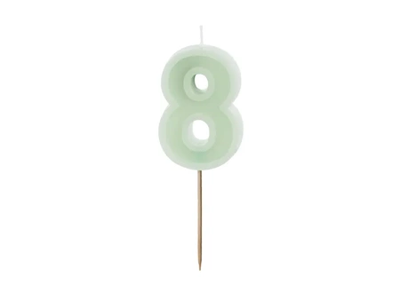 Birthday candle - Number 8 - Green - 6cm