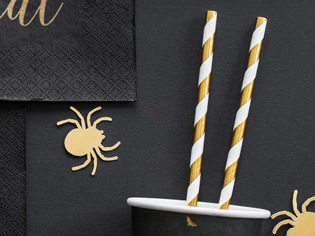 PAPER STRAWS - GOLD-WHITE - 19.5 cm - 10 pcs.