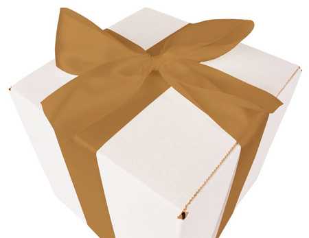 WHITE CARDBOARD BOX - with light gold ribbon - 20x20x20cm