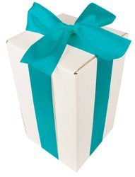 WHITE CARDBOARD BOX - with turquoise ribbon - 25x15x15cm