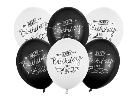 Strong 30cm Balloons - Happy Birthday To You - 6 pieces