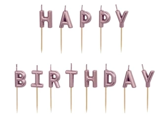 Birthday Candles - Happy Birthday - Pink Gold - 2.5cm