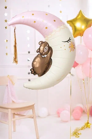 Foil balloon - Teddy bear on the moon - Pink - 70x98 cm