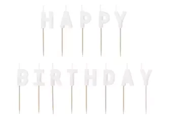 Birthday candles - Happy Birthday - White - 2,5 cm