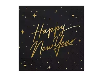 Paper napkins - Happy New Year - Black - 33x33cm - 20 pieces