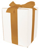 WHITE CARDBOARD BOX - with gold ribbon - 20x20x25cm