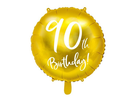 Foil Balloon - Round - 90th Birthday! - Gold - 45cm