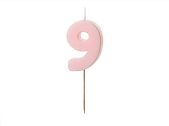 Birthday candle - Number 9 - light pink - 5,5cm - 1pc.