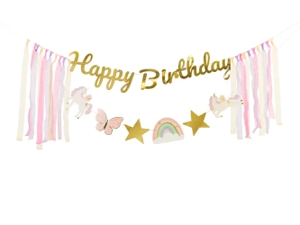 Baner - Happy Birthday - Jednorożec - 230x17.5 cm - 1 szt.