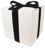 WHITE CARDBOARD BOX - with black ribbon - 30x30x30cm