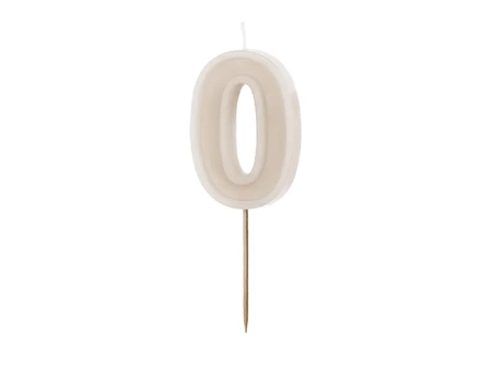 Birthday candle - Number 0 - Beige - 6cm