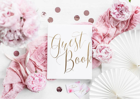 Guest Book - Guest Book - White - Gold - 20 x 24.5 cm - 22 pages