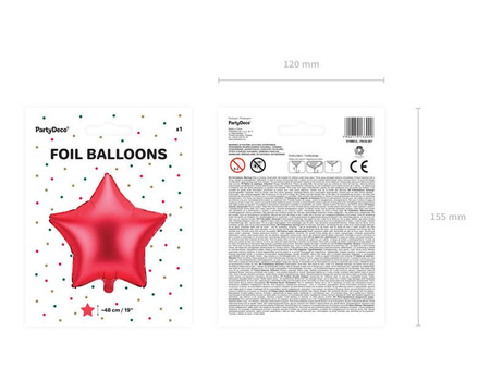 Foil balloon - Star - Red - Satin - 48 cm