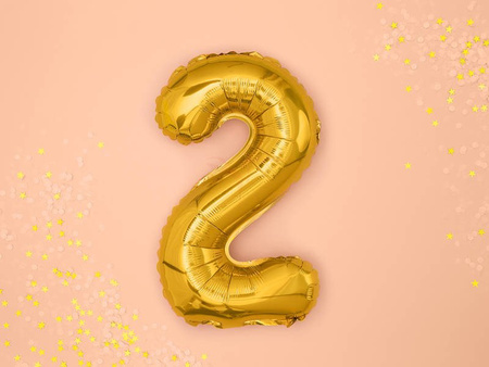 Foil balloon - Number "2" - Gold - 35 cm 