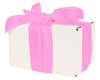 WHITE CARDBOARD BOX - with pink ribbon - 13x10x8cm