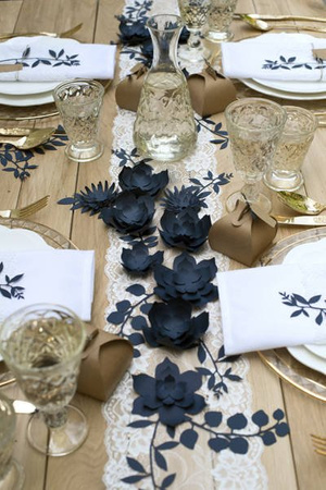 Paper Flowers - Dark Blue - 3 pieces