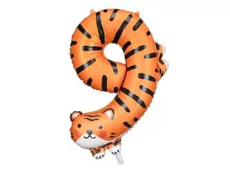 Foil balloon - Number 9 - Tiger - 64 x 87 cm - 1 pc.