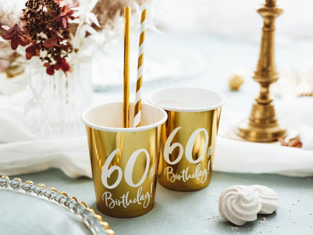 Paper cups - 60th Birthday! - Gold - 220ml - 6 pieces