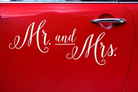 Wedding sticker for car - Mr. and Mrs.