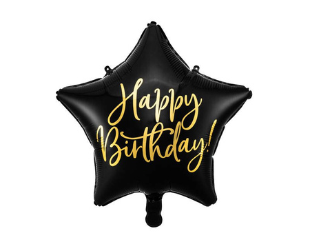 Happy Birthday Star Foil Balloon! - Black - 40cm