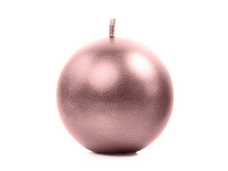 Ball Candle - Metalized - Pink Gold - 8cm - 1 piece